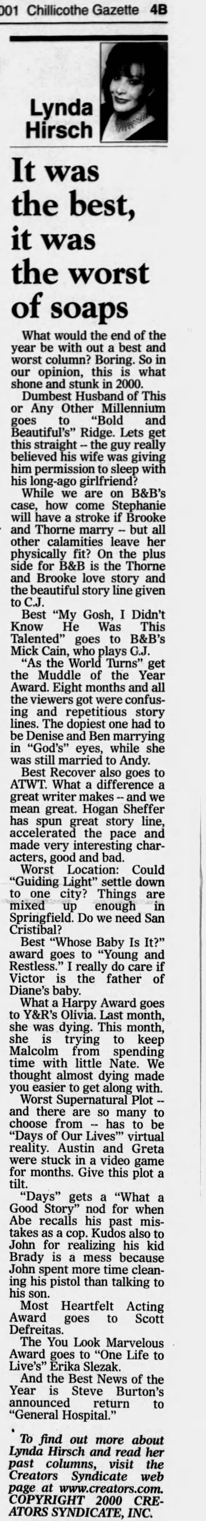 2001 Best &amp; Worst of the Soaps
