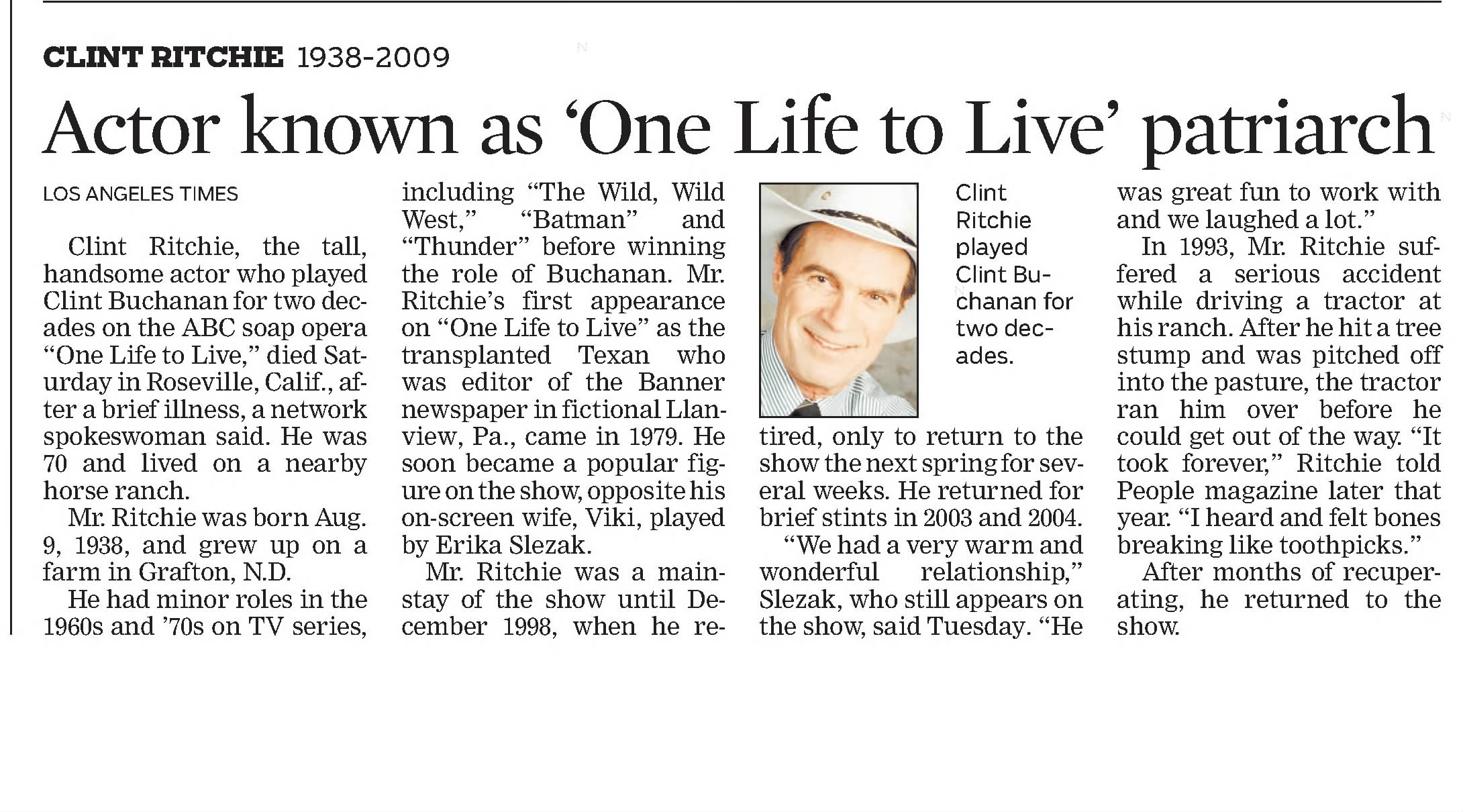 2009 Clint Ritchie 1938-2009