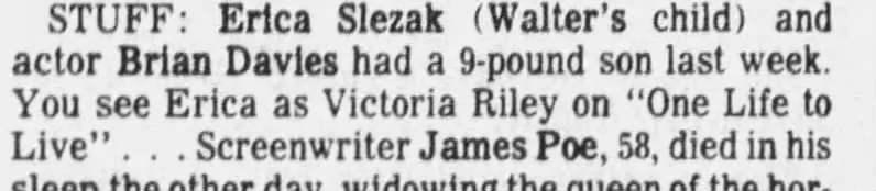 1980 Liz Smith Announces Michael’s birth