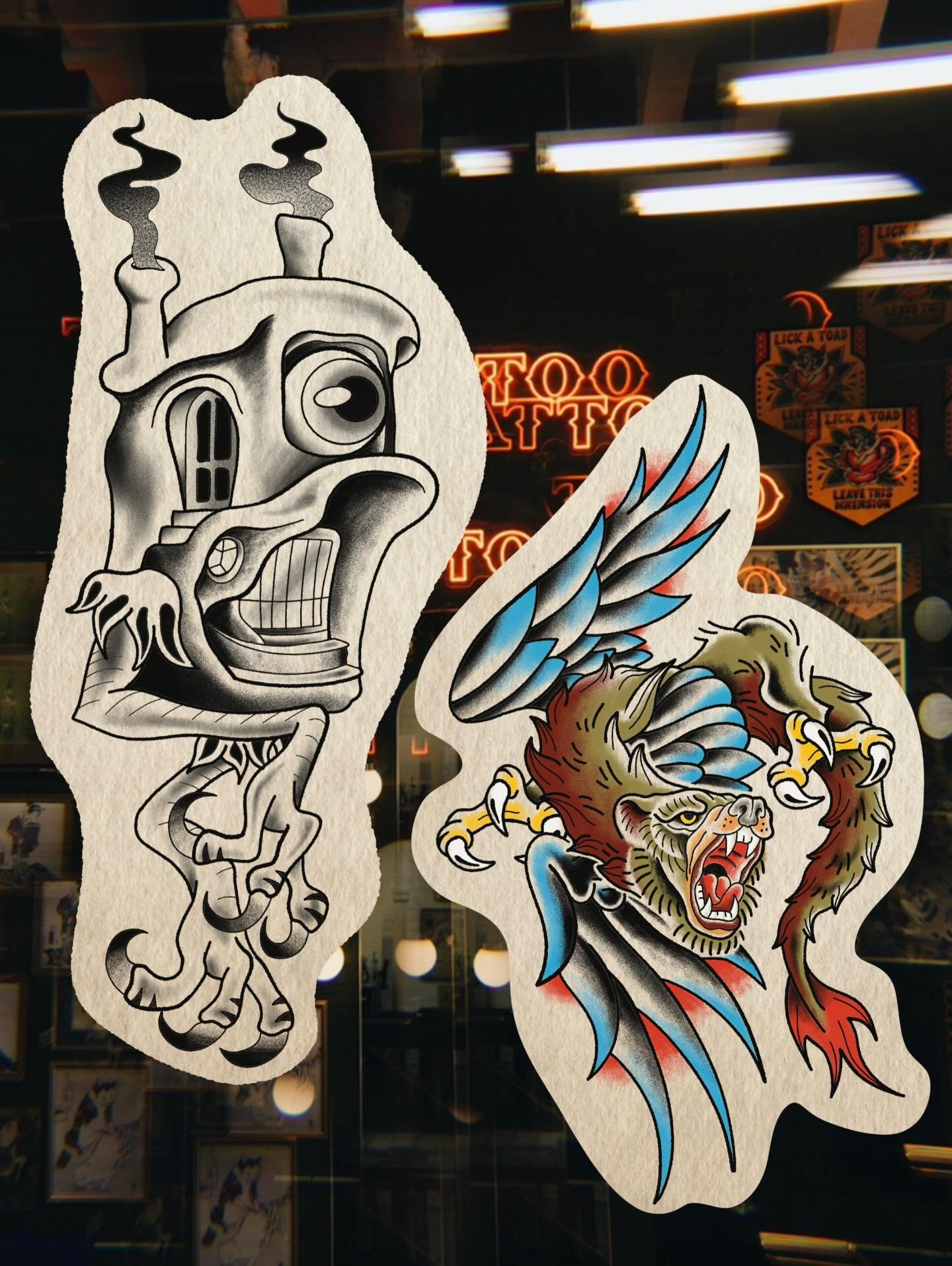 Captains Log: I found Baba Yagas hut but then she sent a grizzly dragon to kill me. Will update if I&rsquo;m still alive&hellip;
New designs cause the world needs more of them
Hit me up if you are vibing with it!
#flashdrop #babayaga #fantasytattoo #