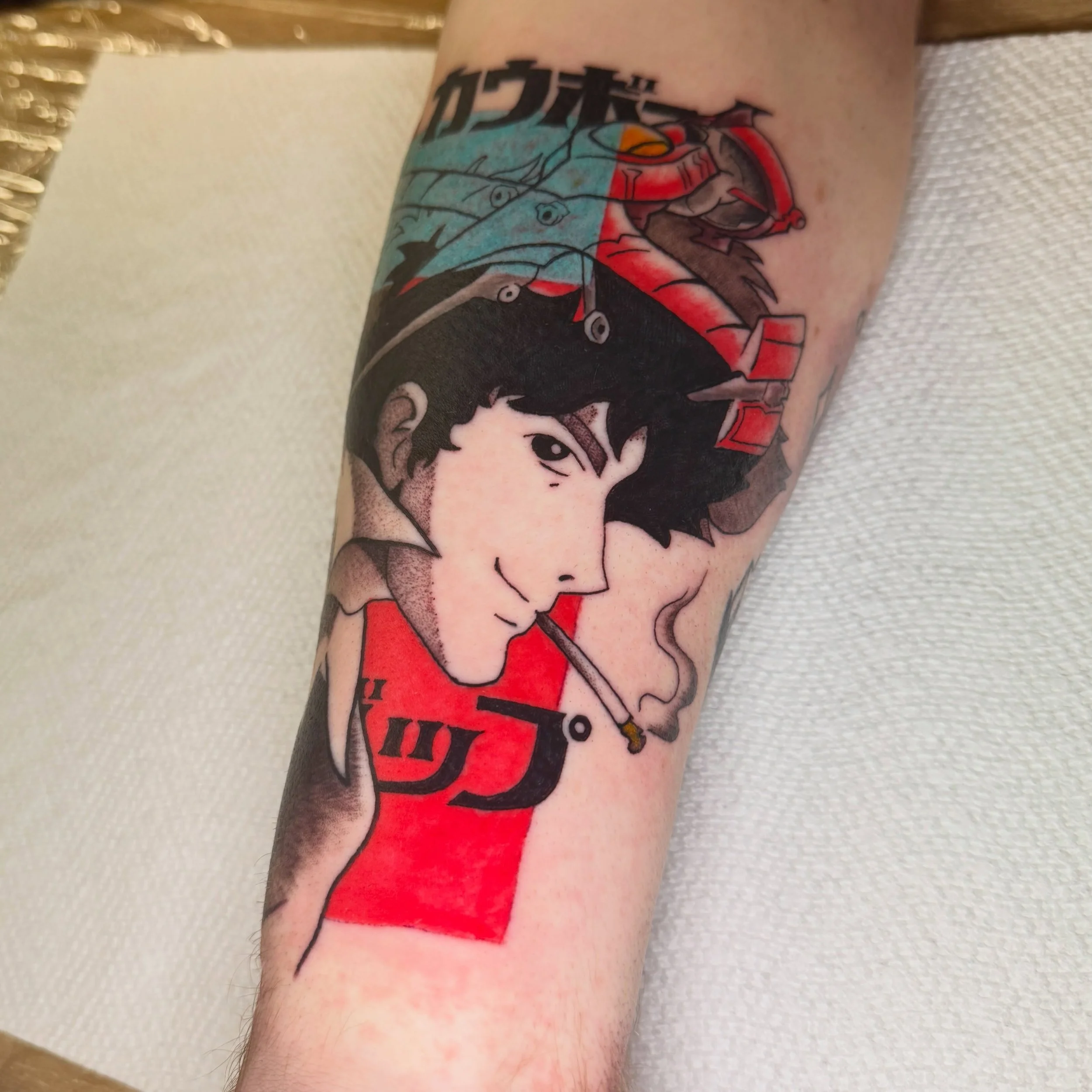 Super fun one yesterday! Cowboy Bebop tat!
#cowboybeboptattoo #animetattoo #cowboybebop #mntattooartist #minneapolistattooartist