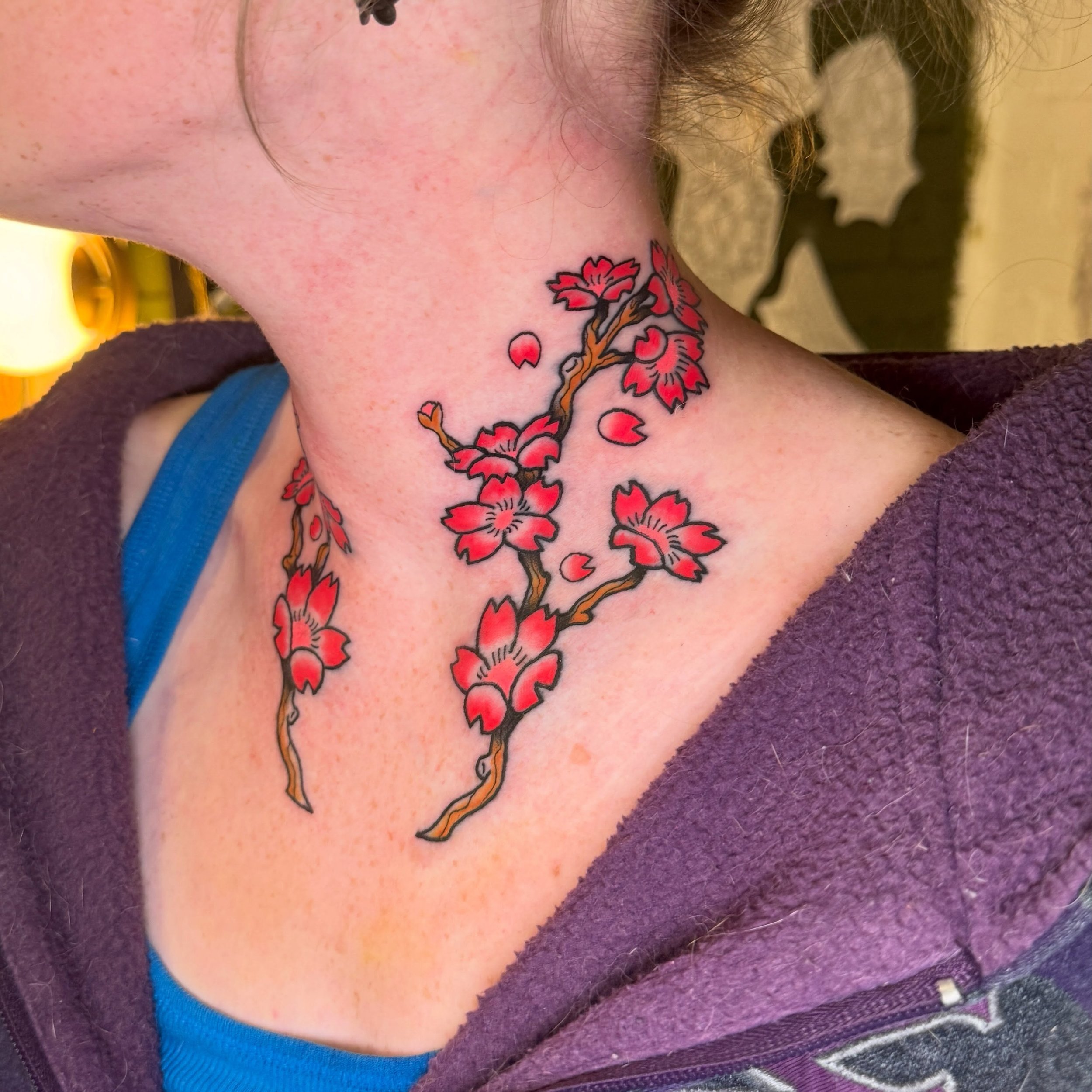 I&rsquo;m soo pumped with how these cherry blossoms turned out!! 
#cherryblossomtattoo #cherryblossom #mntattooartist #minneapolistattooartist #necktattoo