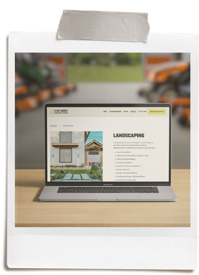Small business website in a laptop mockup