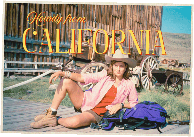 Postcard of Justine in CA old west town