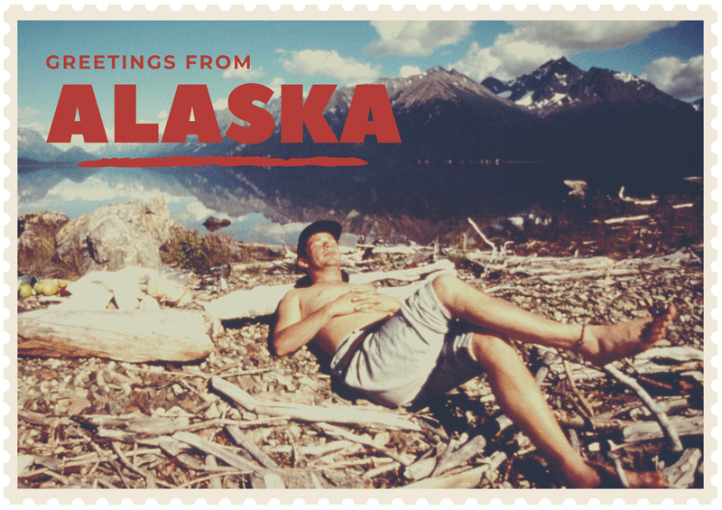 Postcard of Ian relaxing in Alaska