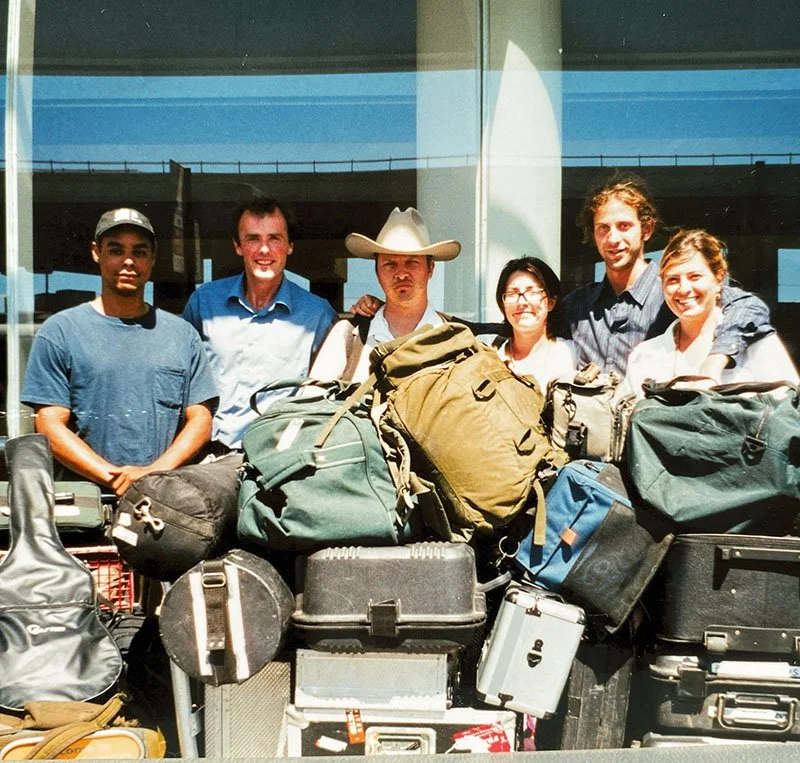 Team with luggage at the airport
