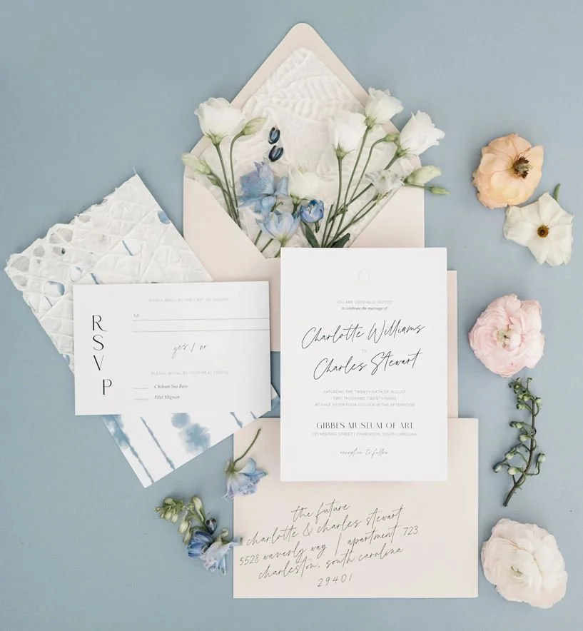 Charleston Styled Shoot with Texture Digital Print Wedding Invitation