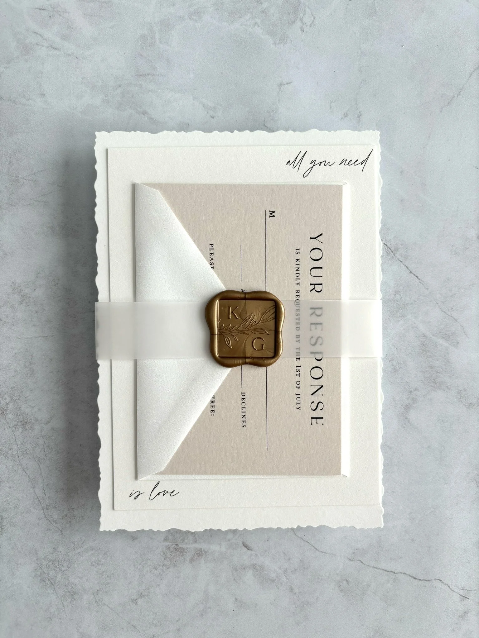 Wax Seal Vellum Digital Wedding Invitation All You Need Is Love