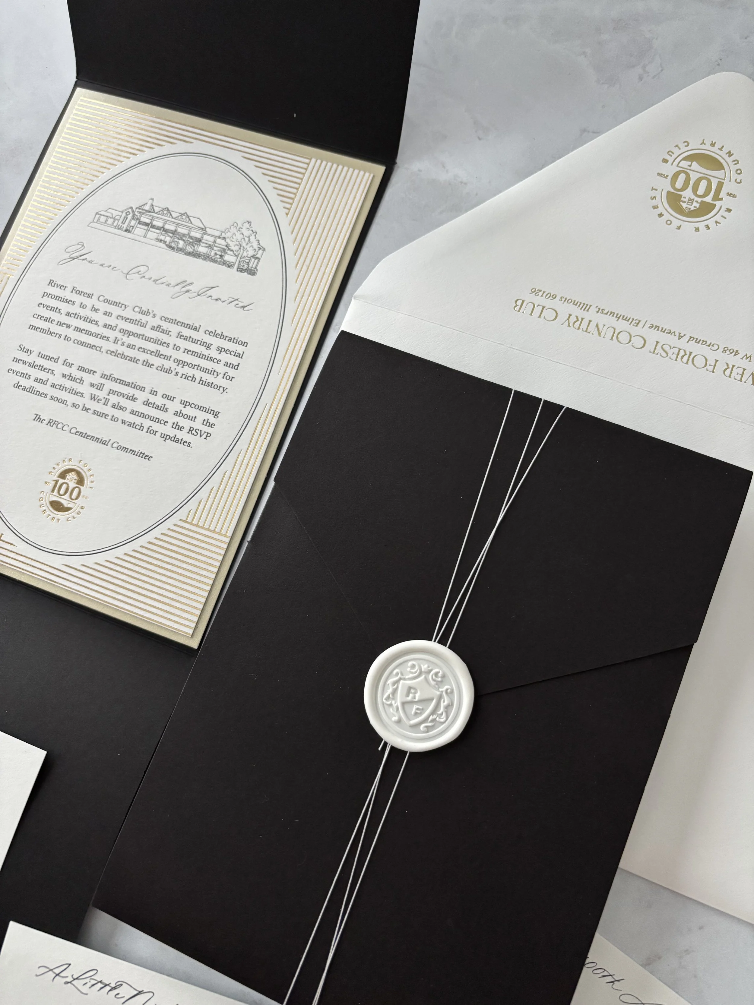 Wax Seal and Pocket Party Invitation Gold Foil