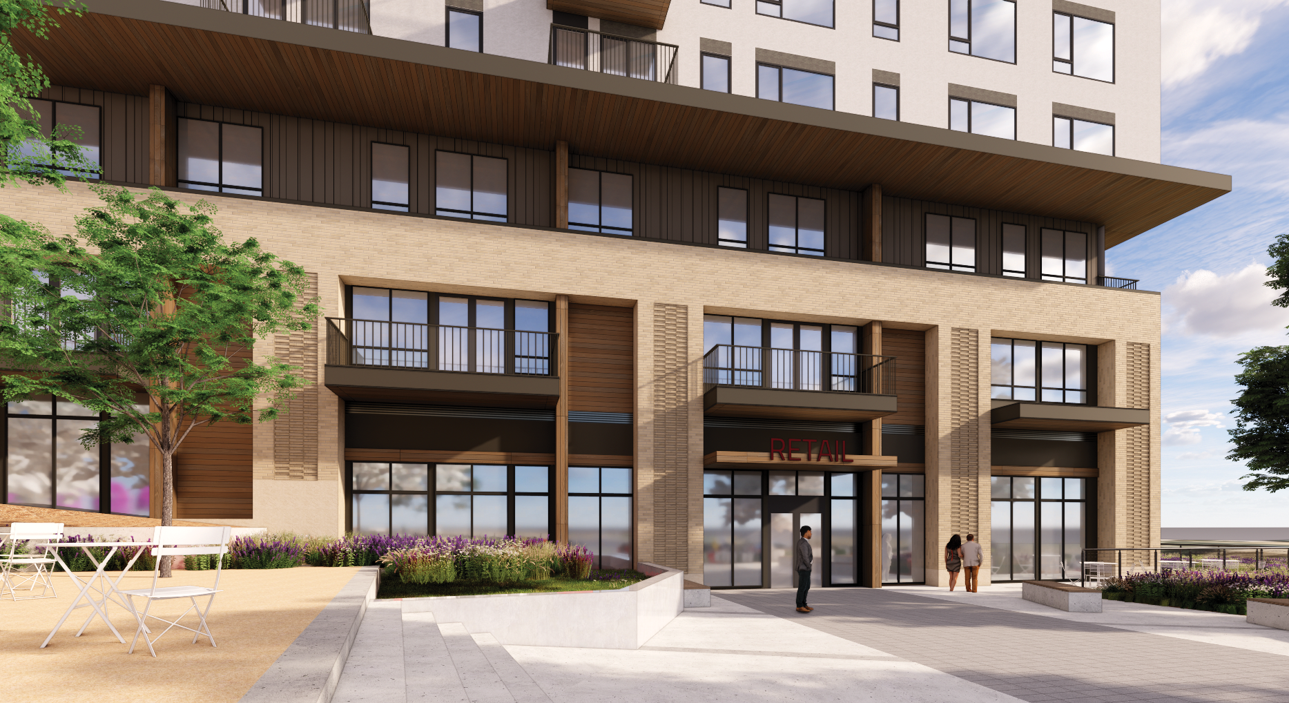 Broadway Station Block 1 Lot 1 - Urban Design - South Pedestrian Bridge Plaza - Retail Entry Approach.png