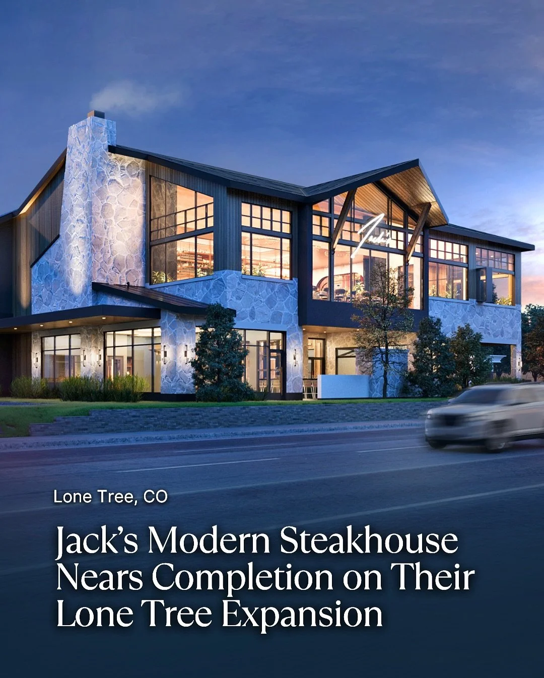 Jack&rsquo;s Modern Steakhouse, known to many as Jack&rsquo;s on Pearl, is nearing completion on its new two-story restaurant in Lone Tree.

Located at the northeast corner of South Yosemite Street and Park Meadows Drive, the project includes more th