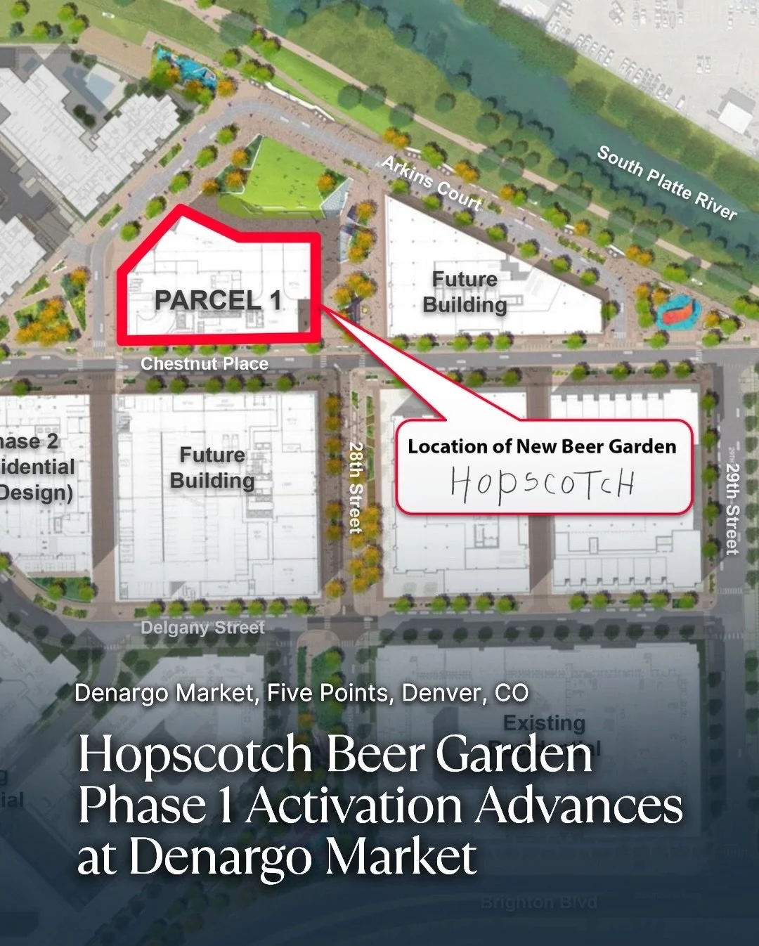 Phase 1 activation is moving forward at the Hopscotch Beer Garden at Denargo Market. A commercial construction permit has been issued for a shade structure adjacent to the shipping containers, marking early progress on the temporary activation.

Read