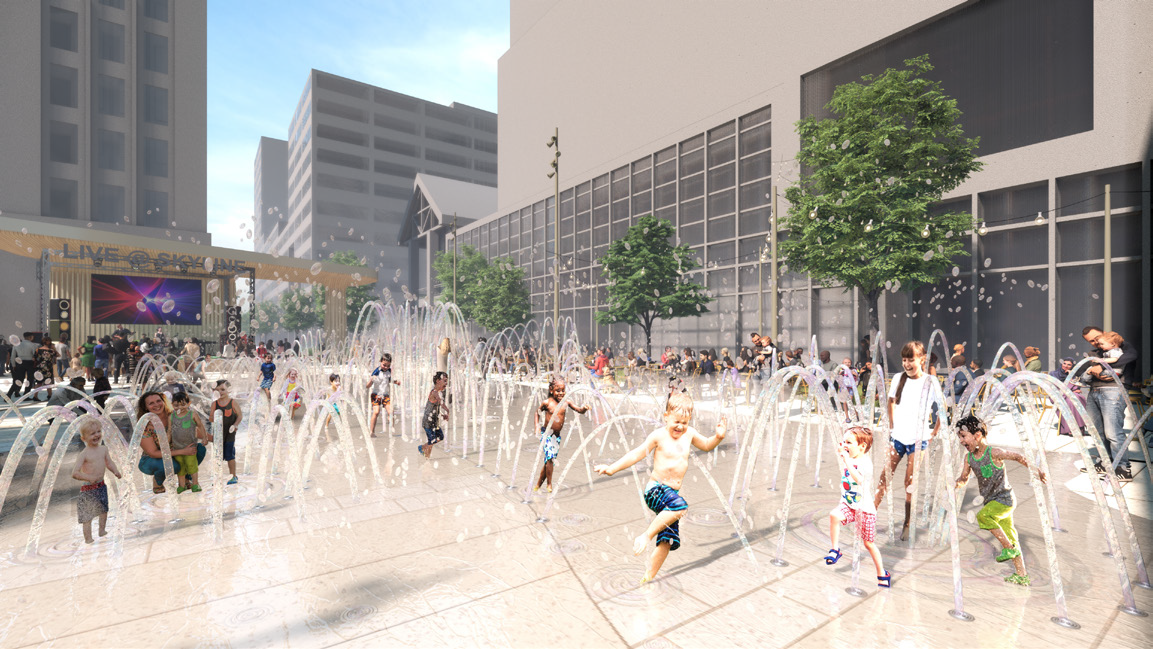 Skyline Park Improvements - Water Feature Plaza - Summer Family fun.png