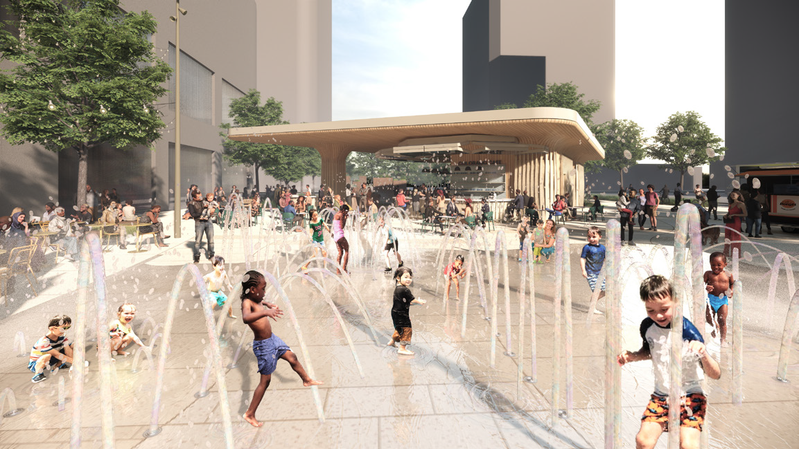 Skyline Park Improvements - Water Feature Plaza - Summer Family fun 2.png