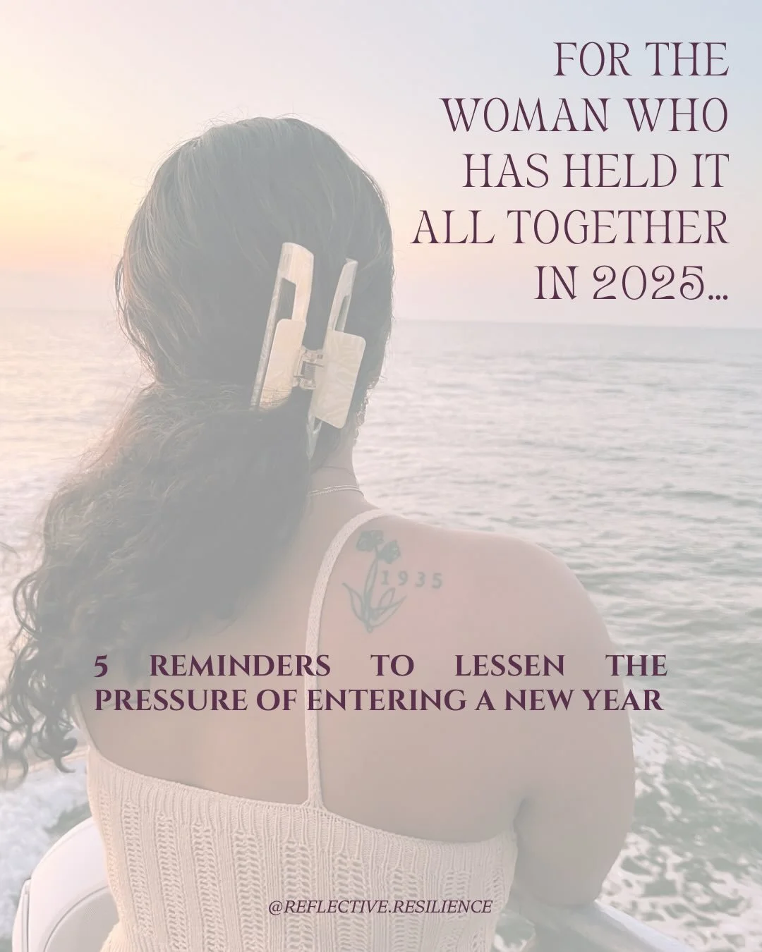 For the woman who has held it all together in 2025&hellip;
Here are 5 reminders to lessen the pressure of entering a new year✨
&bull;
1. You don&rsquo;t need a &ldquo;new&rdquo; you - you need a more aligned you
2. It&rsquo;s not about &ldquo;achievi