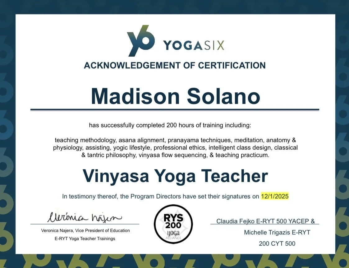 200 Hour Certified Yoga Teacher