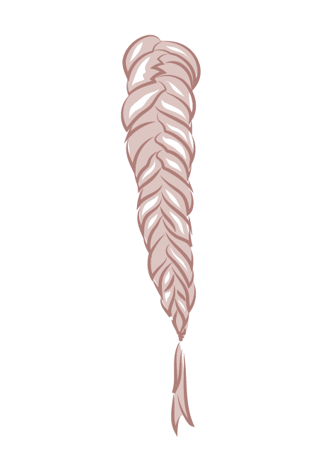 An illustration of a light pink braided hairdo.