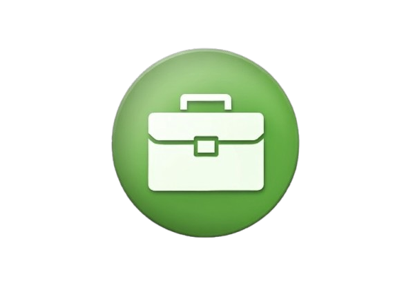 Green circular icon with a white briefcase symbol in the center.