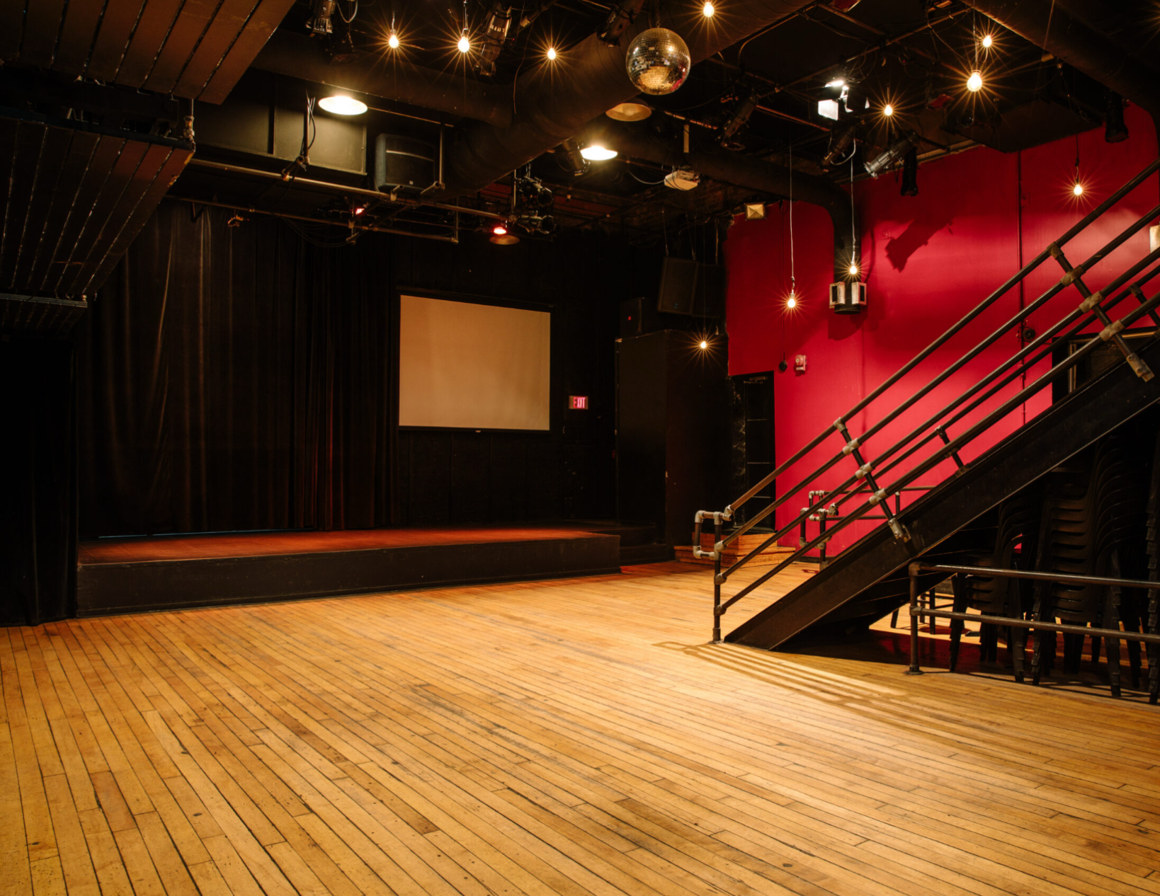 Upcoming Events image of empty stage for 'Storyteller: An Actor's Journey' by Jon-Paul Khouri.