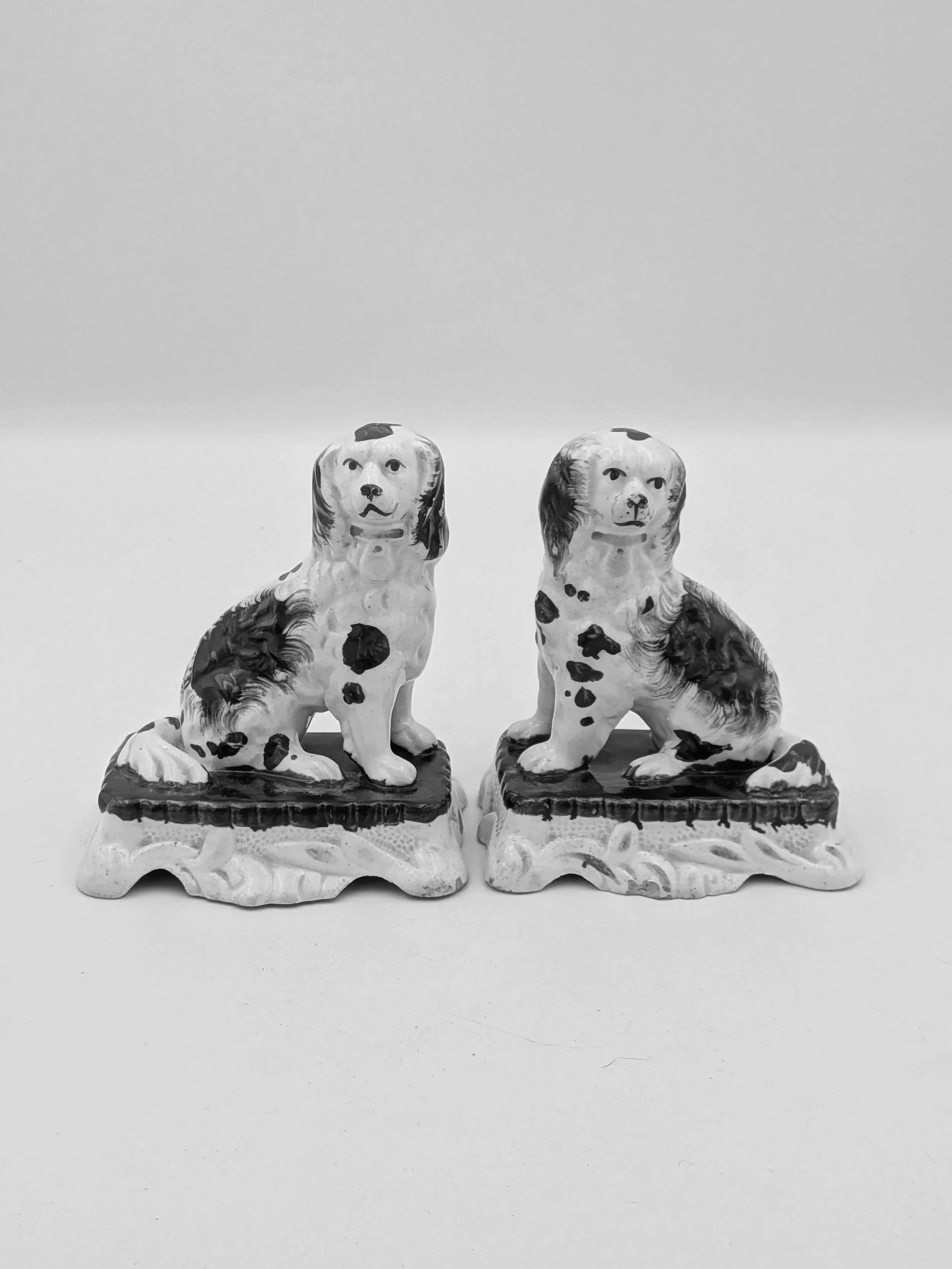 SOLD - Pair of Black and White Spaniels