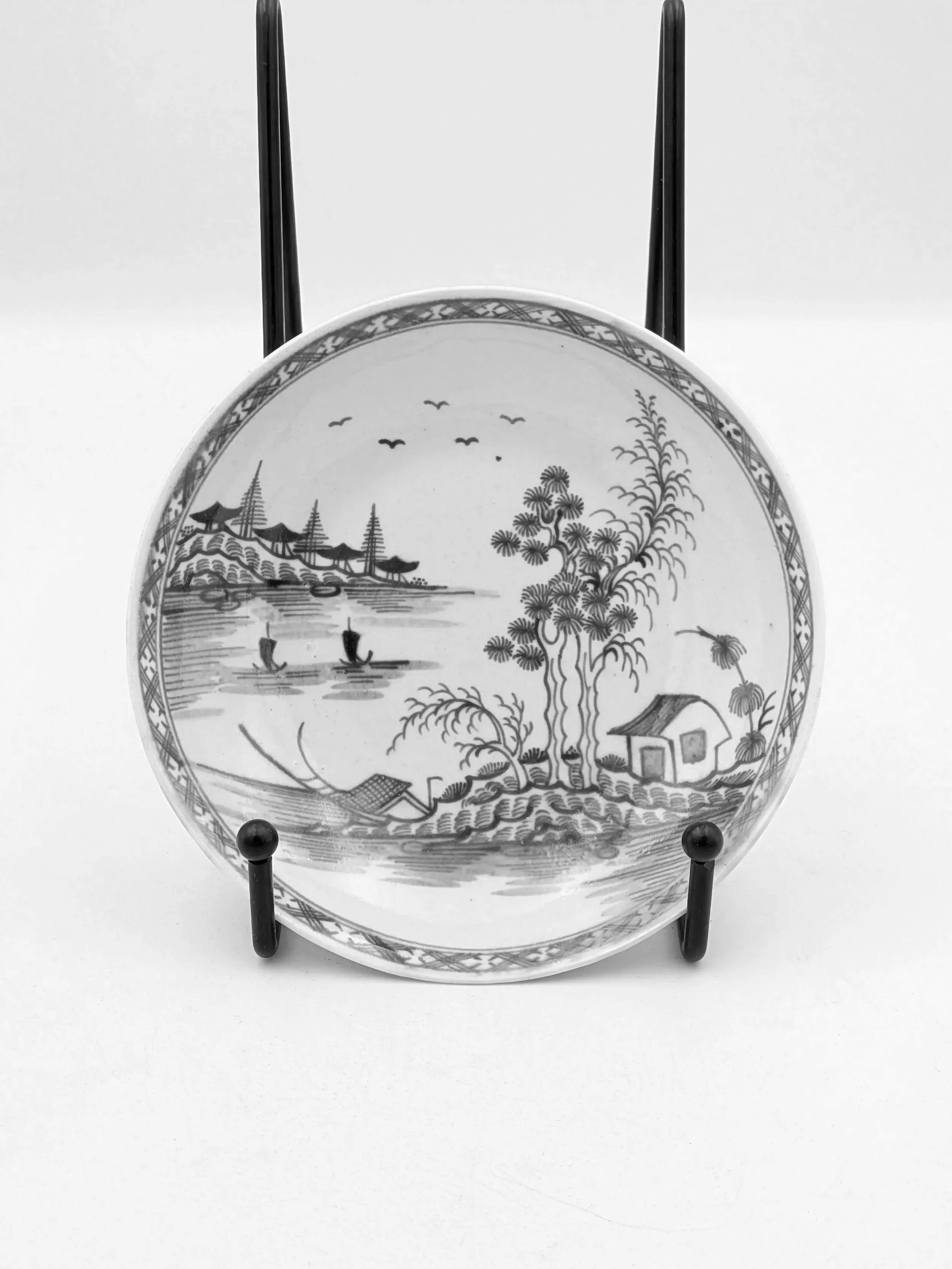 SOLD - First Period Worcester Saucer, 'Rock Strata Island' (c. 1770)