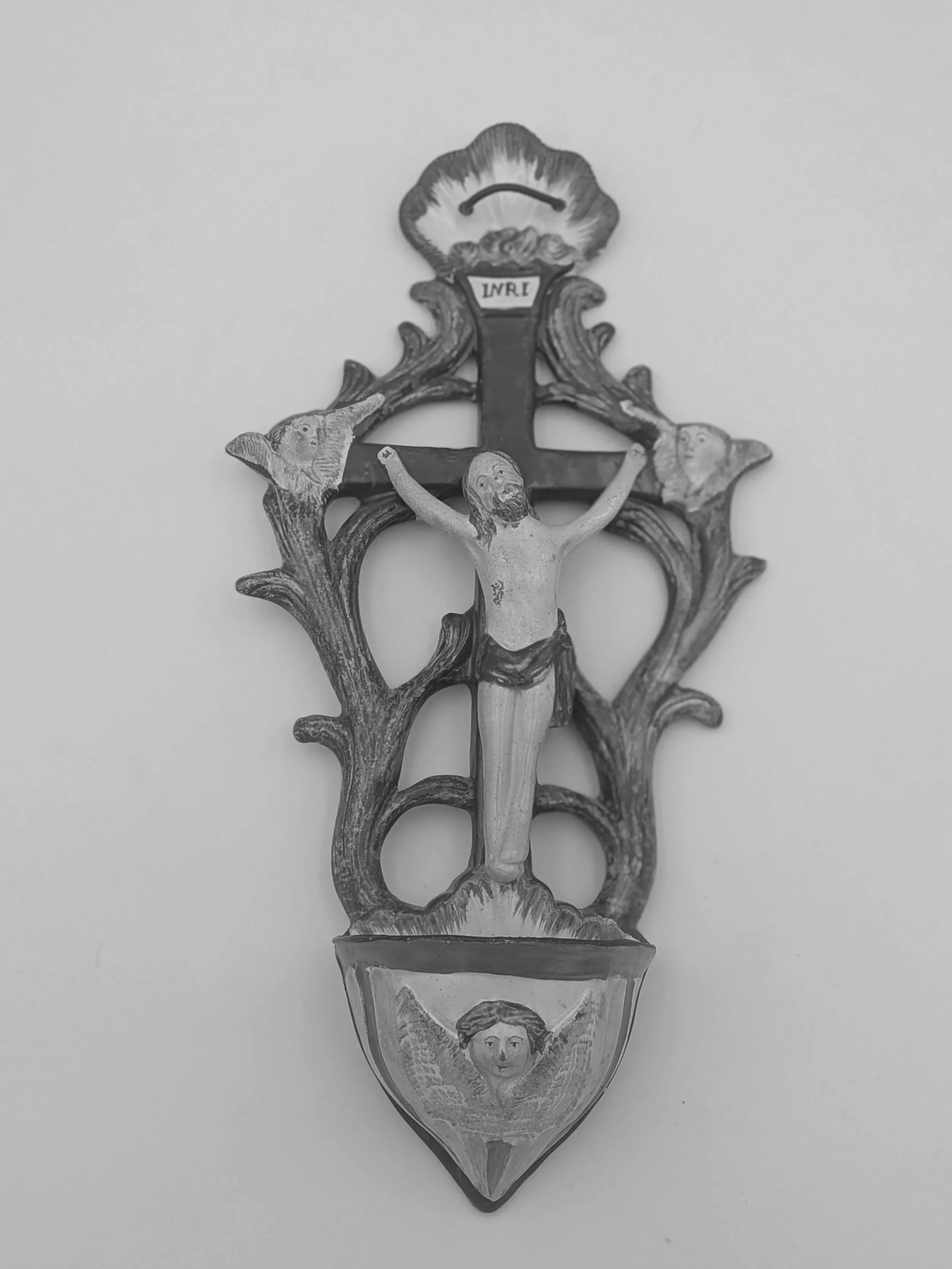 SOLD - Crucifixion Holy Water Stoup