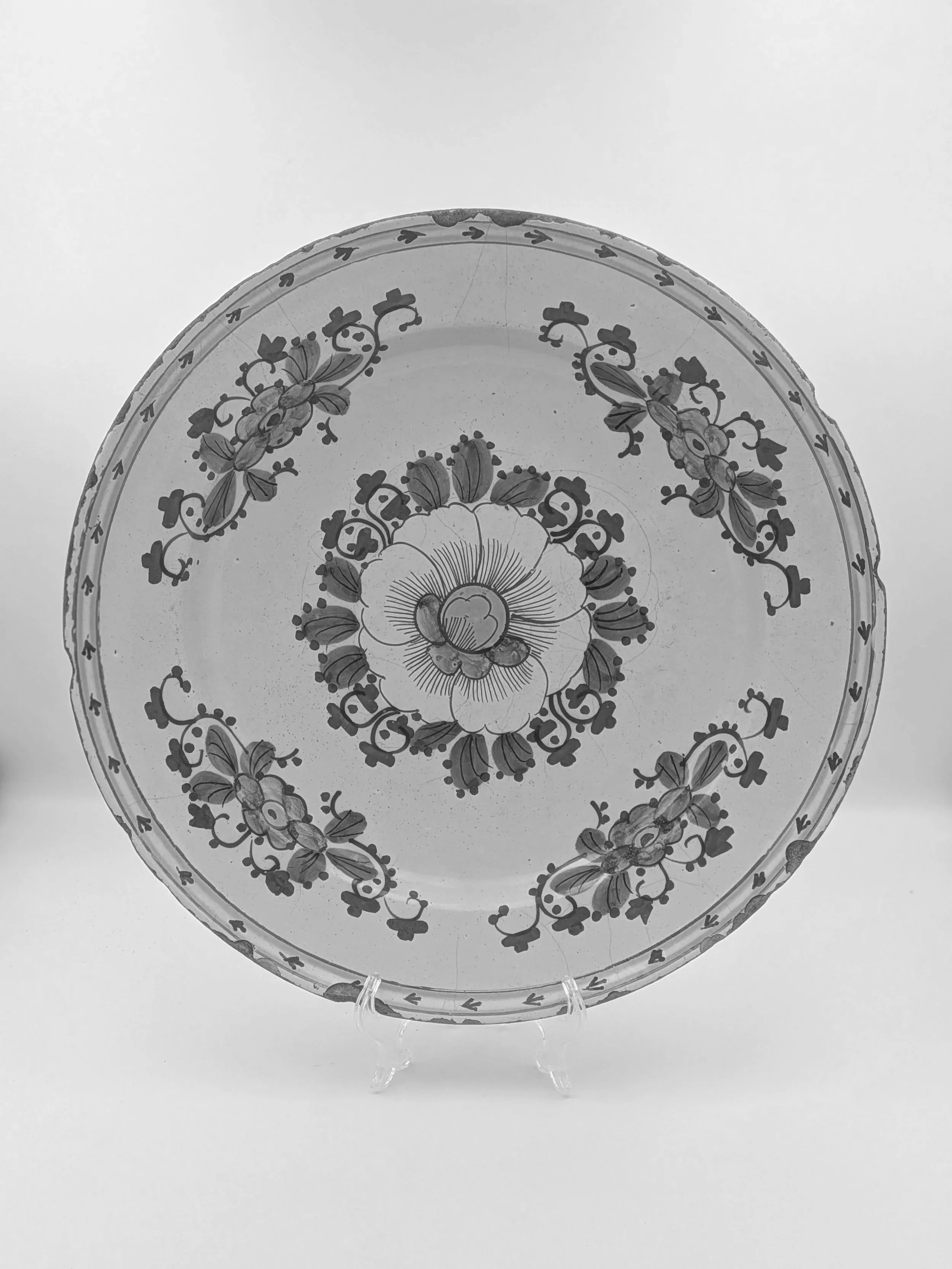 SOLD - Dutch Delft Polychrome Charger (c. 1780) [As Found]