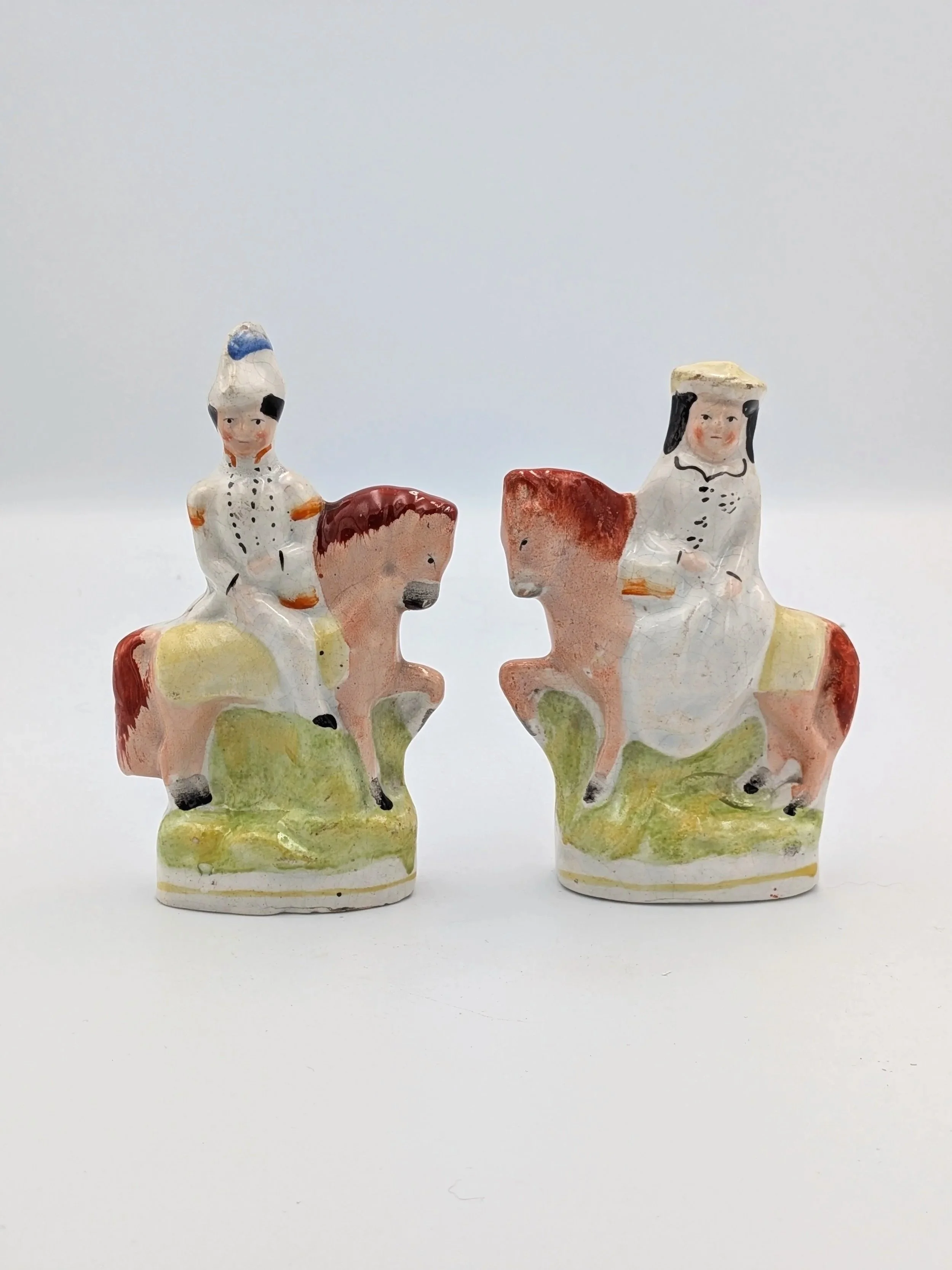 Miniature Albert and Victoria on Horseback