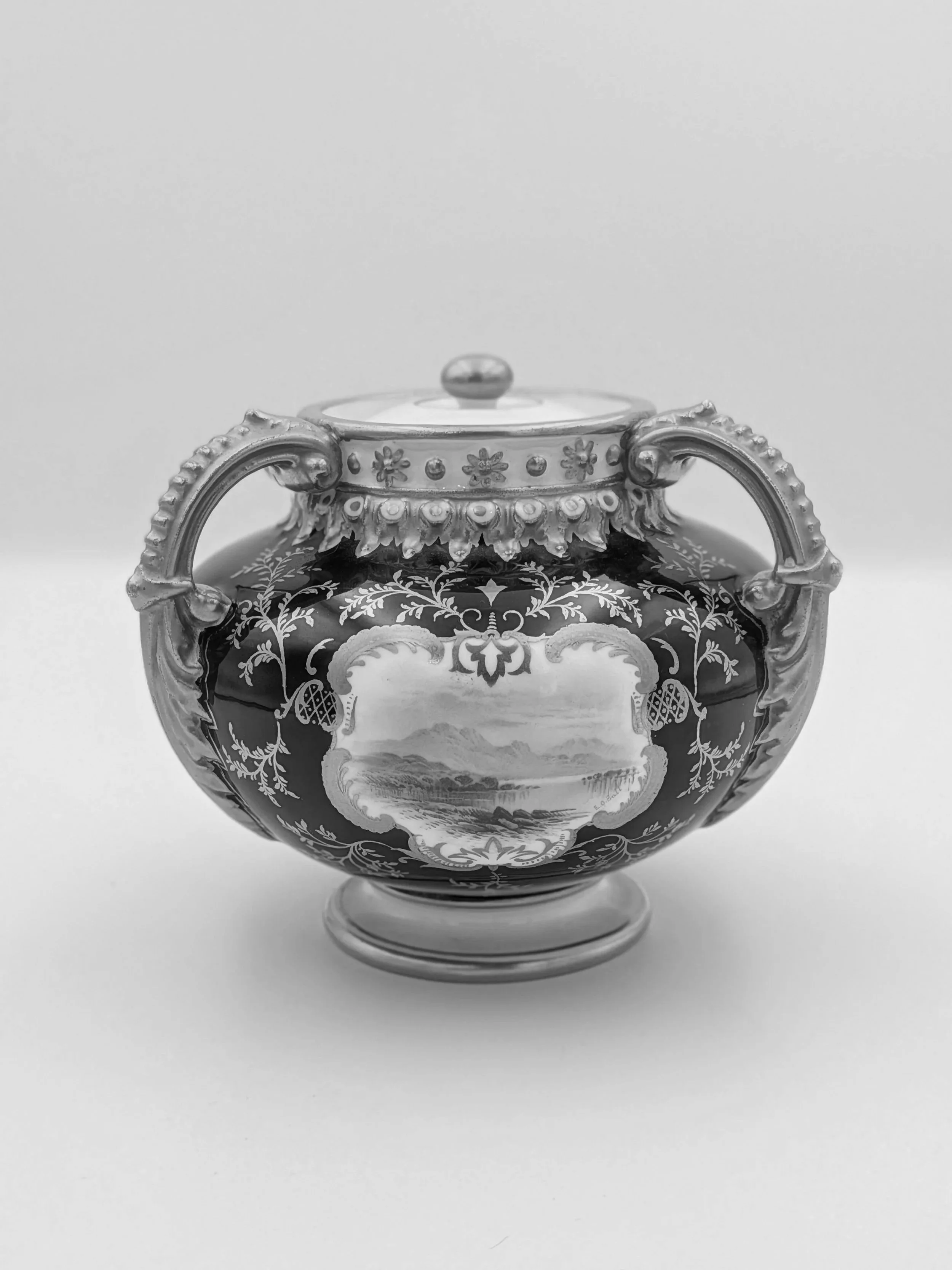 SOLD - Coalport Three Handled Vase and Cover (c. 1900)
