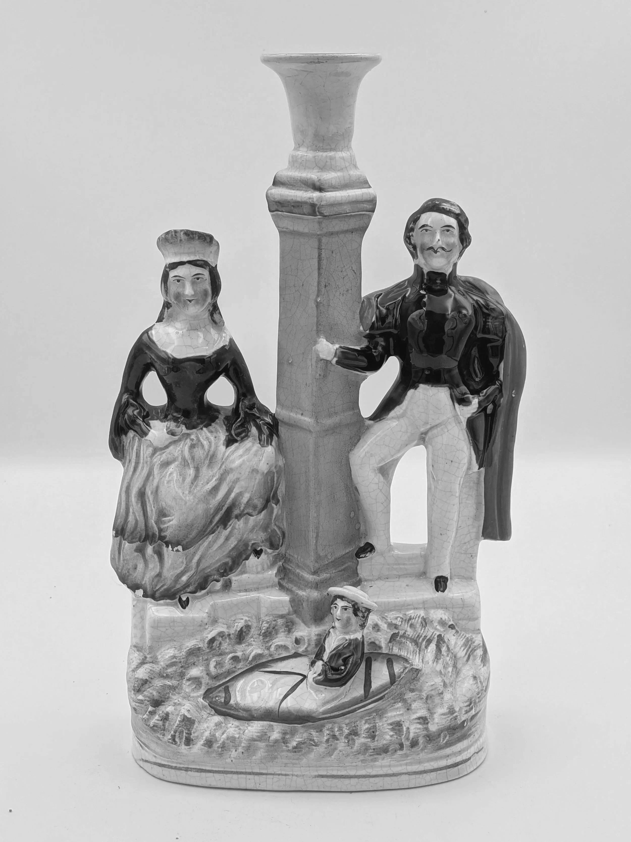 SOLD - Prince Albert, Queen Victoria, and the Prince of Wales in a Boat (Candlestick)