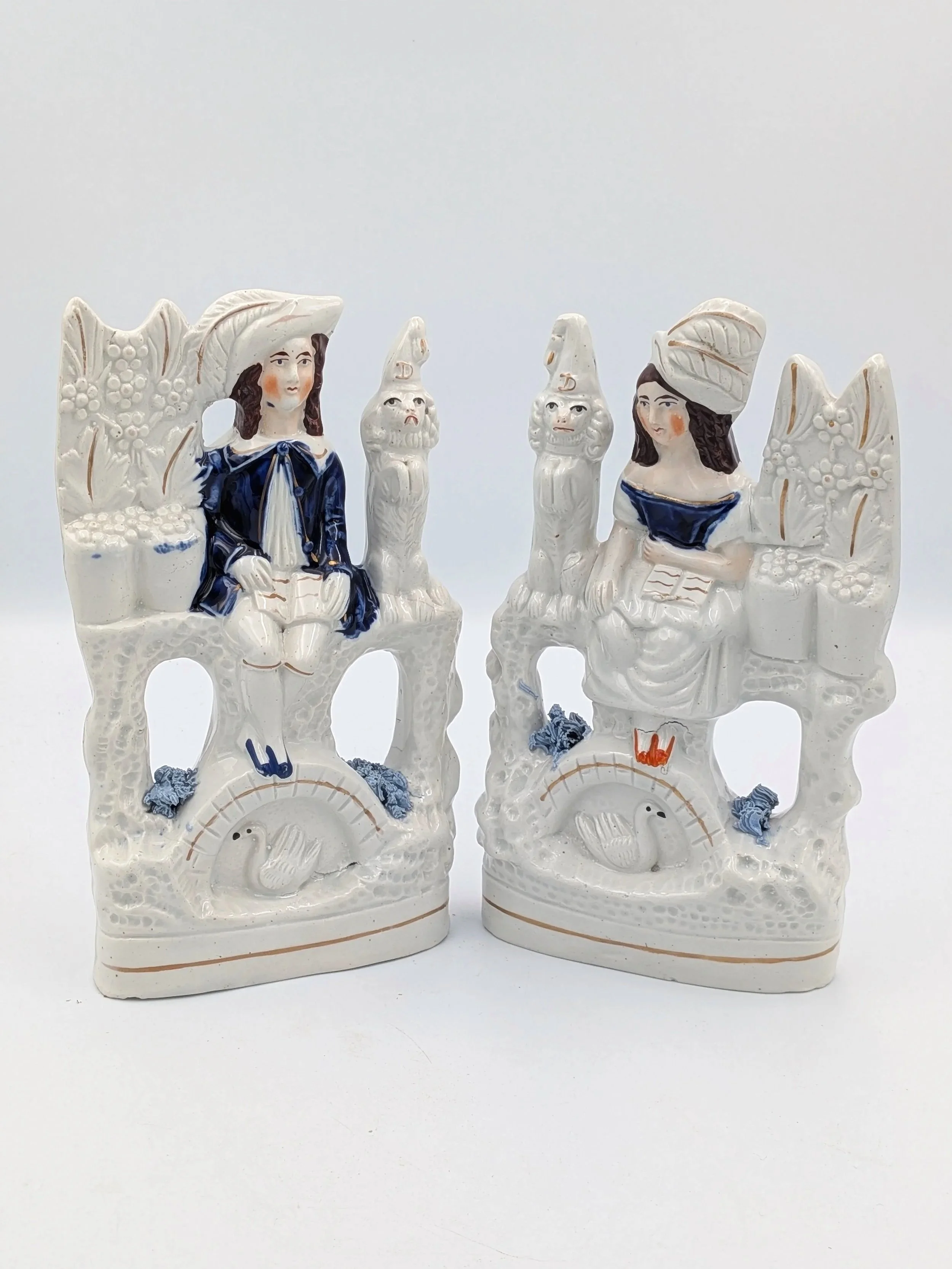 Children with Begging Spaniels wearing Dunce Hats (Dudson Factory)