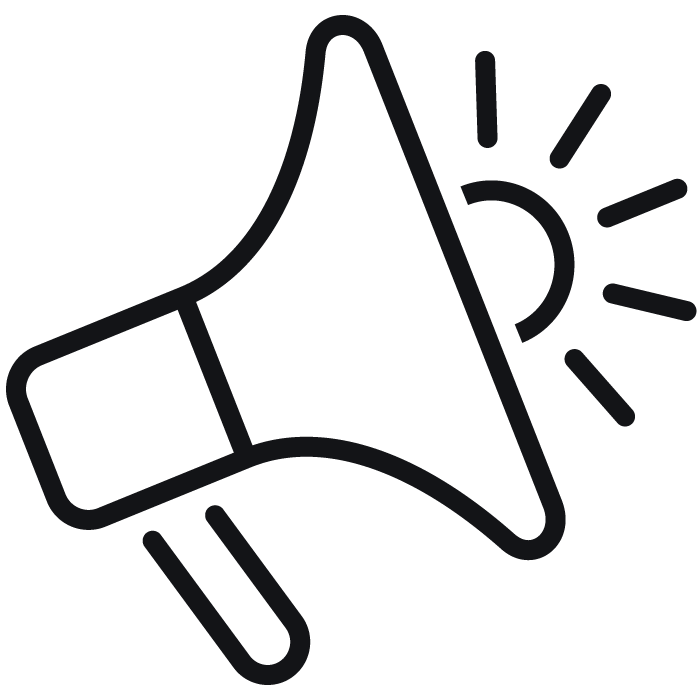 Outline of a loudspeaker emitting sound waves.