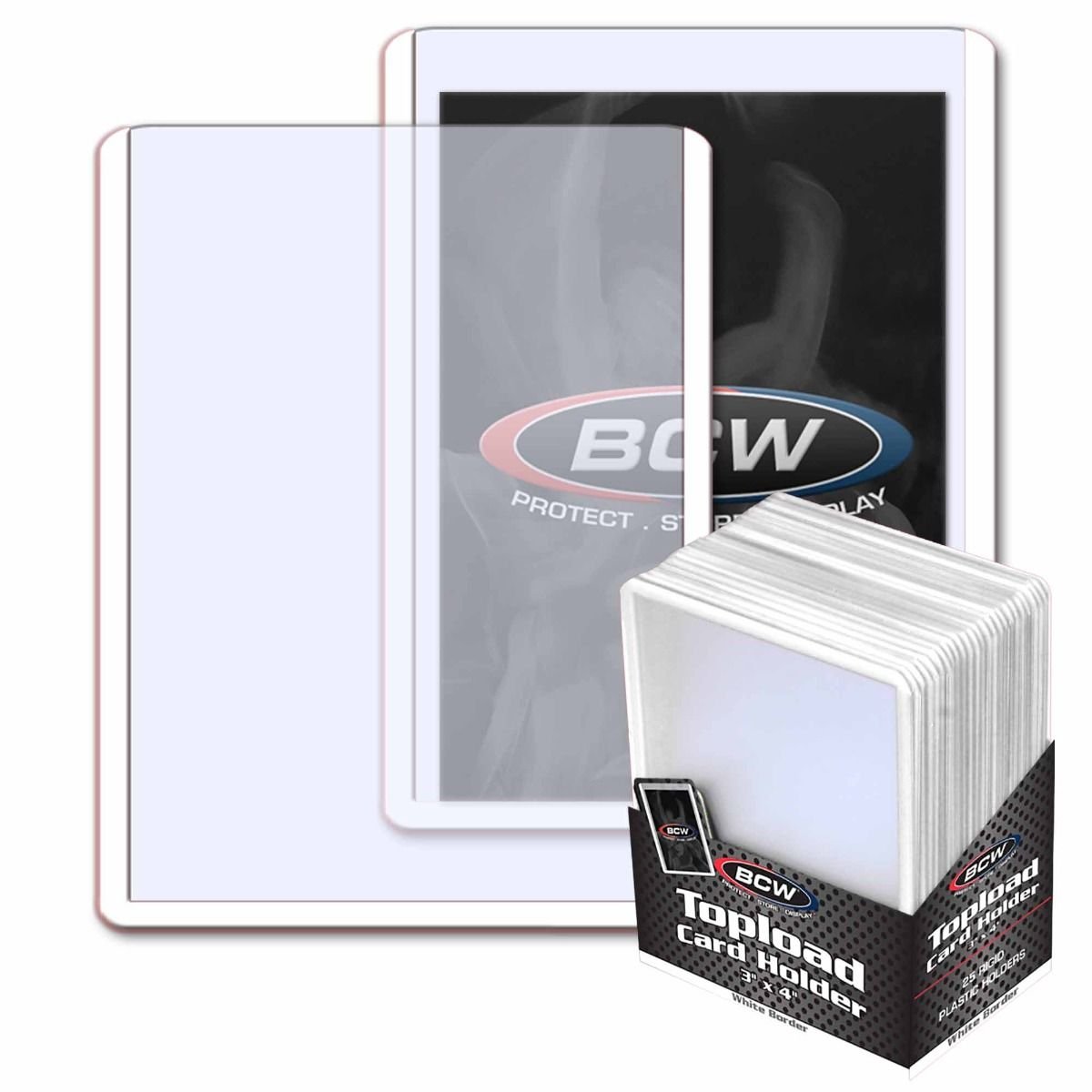 BCW 3x4 Topload Card Holder - White Border