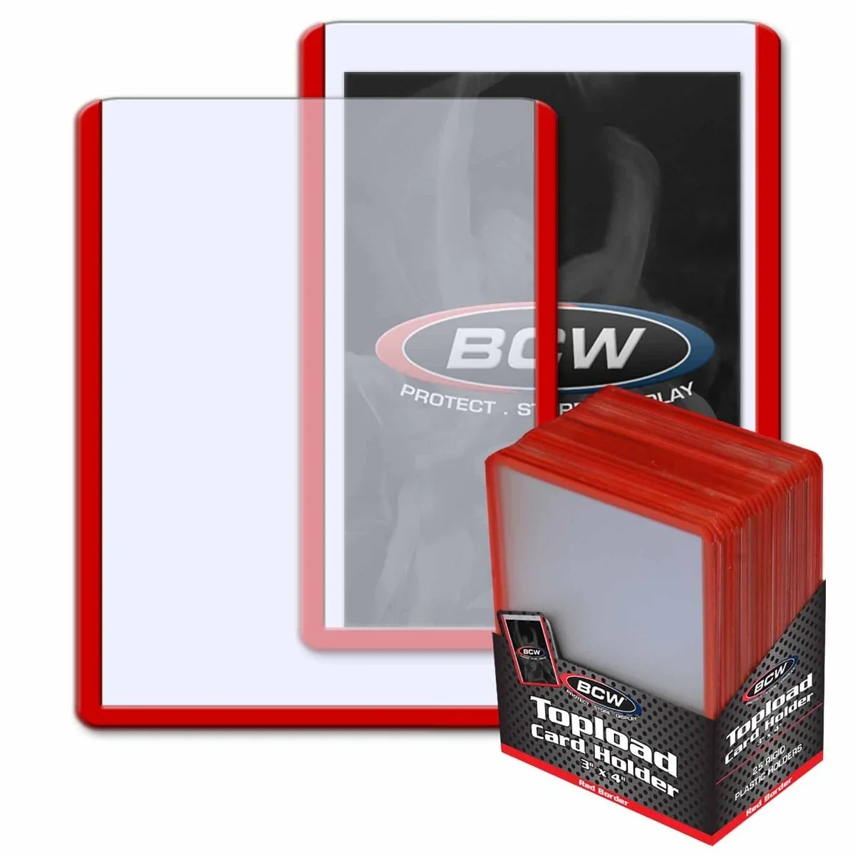 BCW 3x4 Topload Card Holder - Red Border