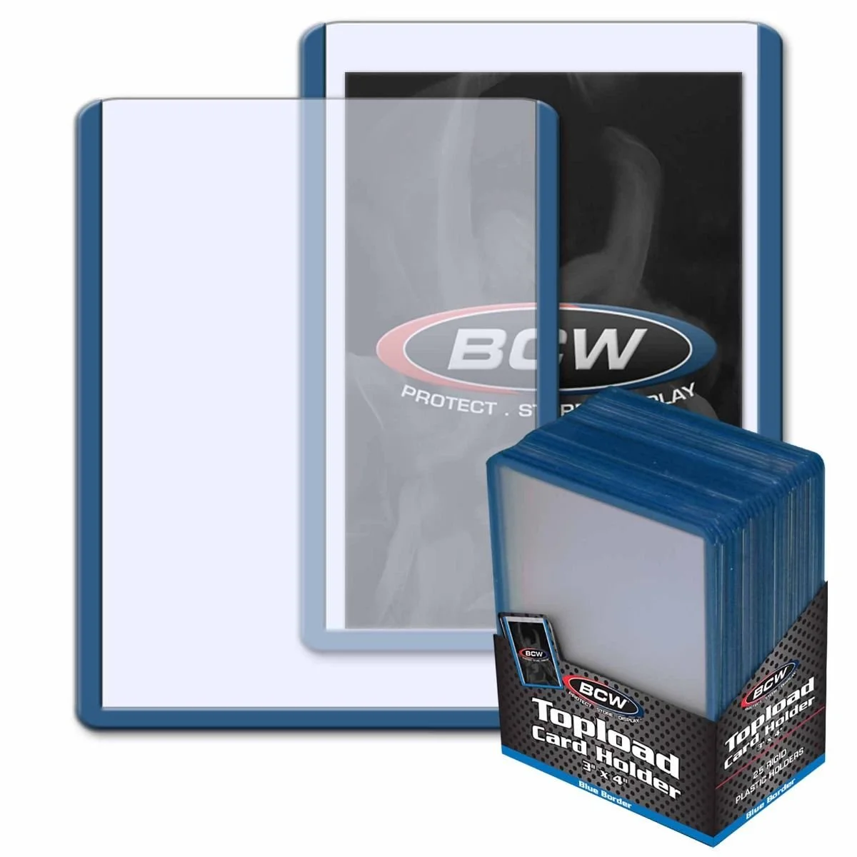 BCW 3x4 Topload Card Holder - Blue Border