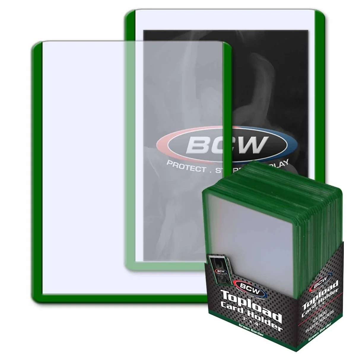 BCW 3x4 Topload Card Holder - Green Border