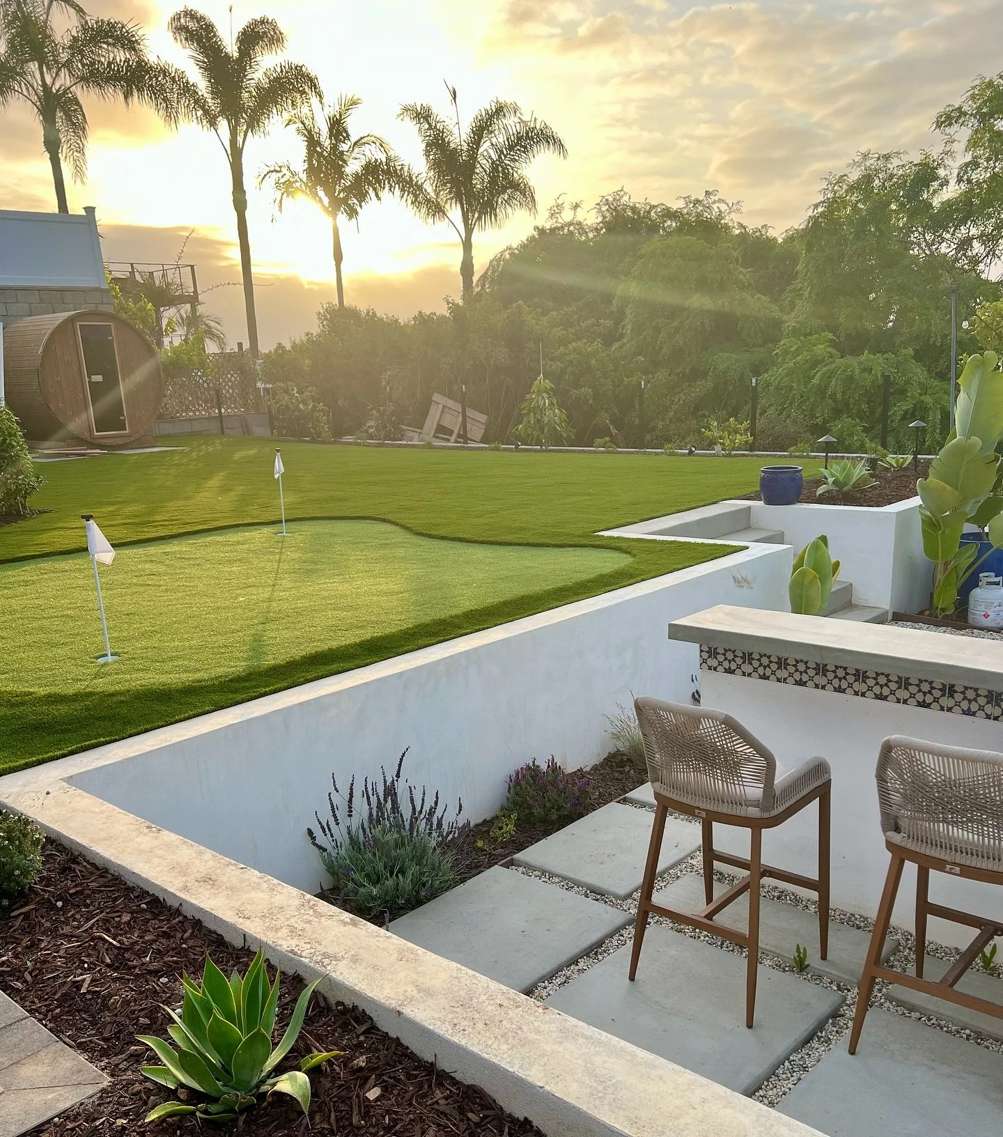 Starting this morning at our latest backyard project! ☕️

If you see this photo and wish you had a putting green, sauna, cold plunge or outdoor kitchen in your own yard&hellip; We can make that happen! DM us today.