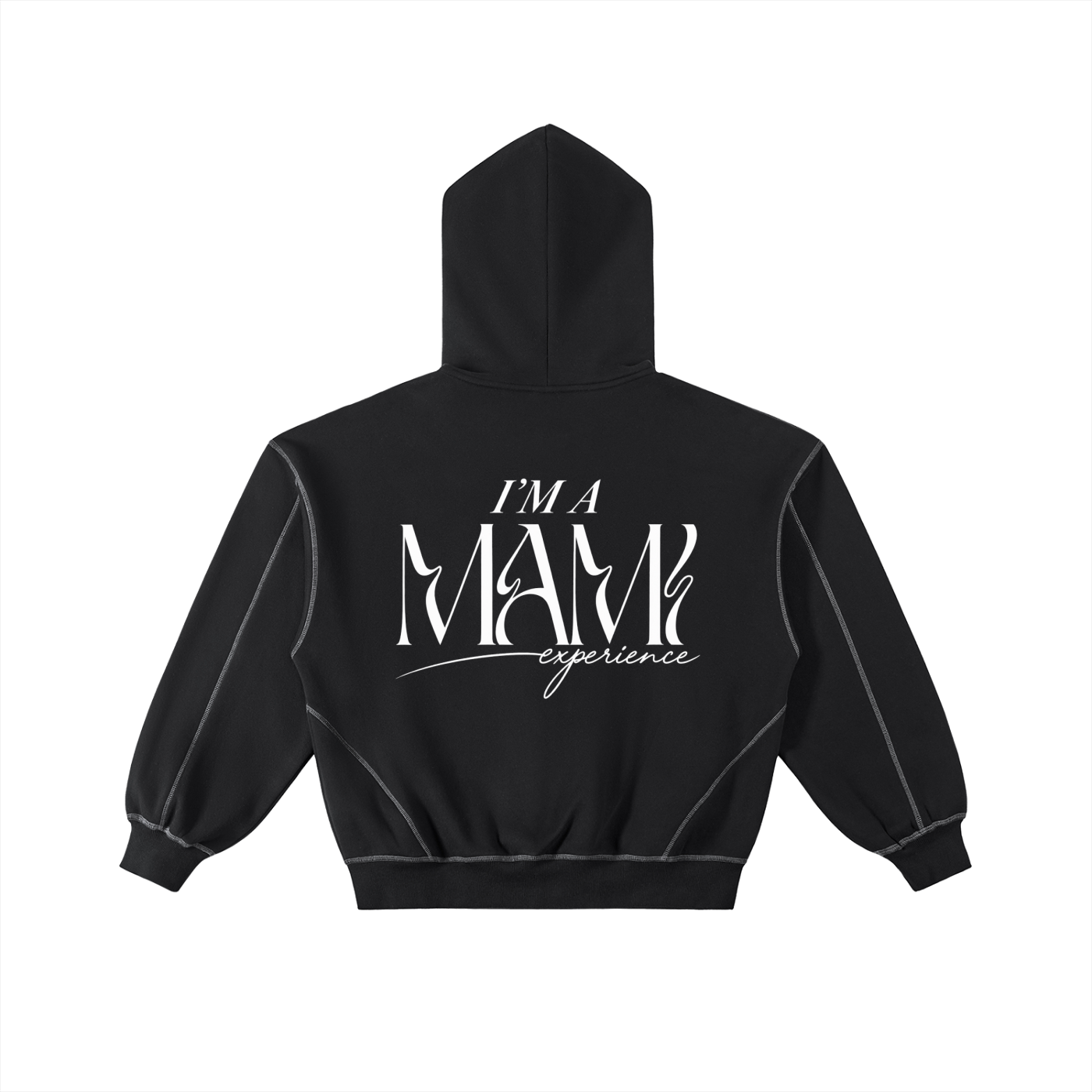 IM A Mami Experience Boxy Fleece Hoodie WHITE LOGO