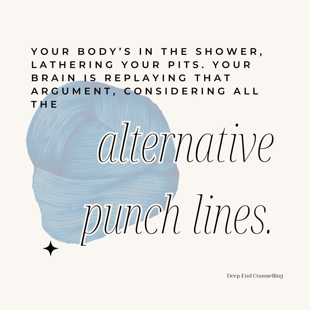 Rumination often sounds like replaying an argument.

Going over what was said, what wasn&rsquo;t said,
what you wish you&rsquo;d done differently.

Your brain tries to make sense of it, 
to land on the &ldquo;right&rdquo; version, the better response