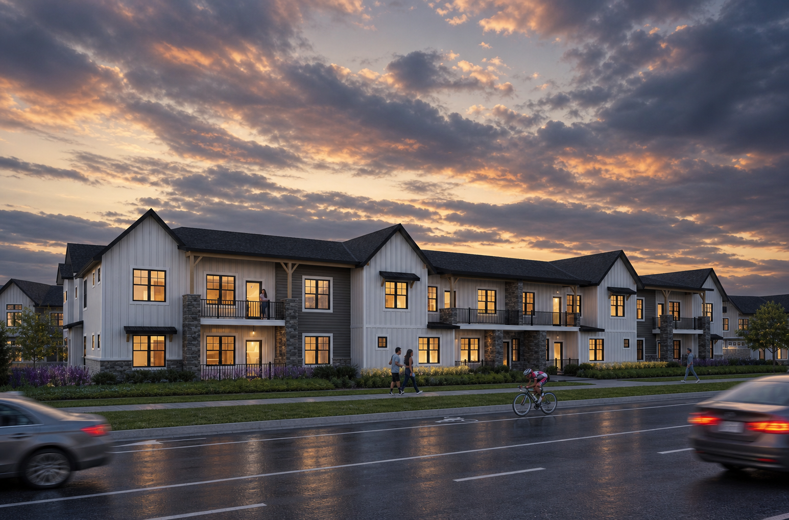 Modern farmhouse multifamily complex, apartments, in Loveland Colorado CO
