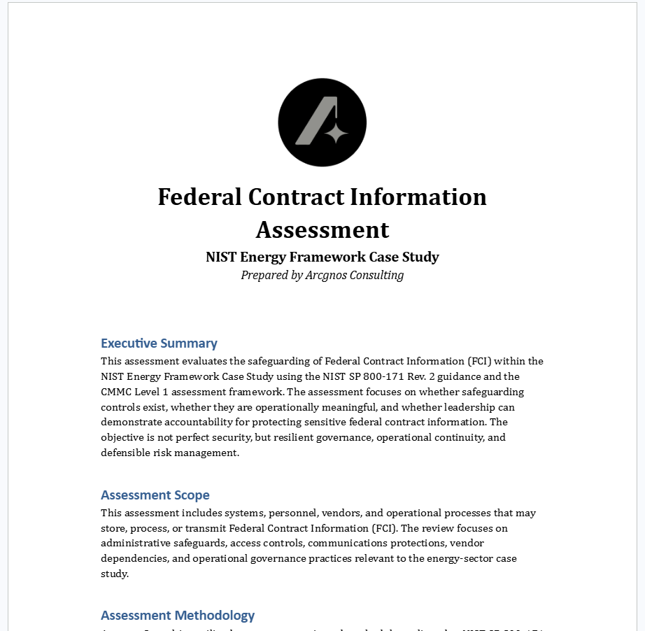 Federal Contract Information Assessment - Example
