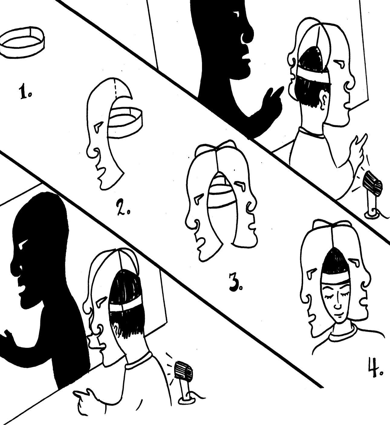 A step-by-step comic illustration of how to build a puppet screen.