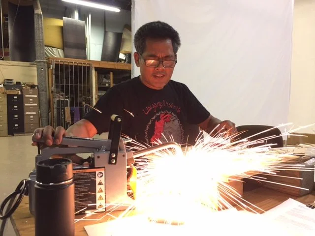 I Made Moja building the wire puppet structures.