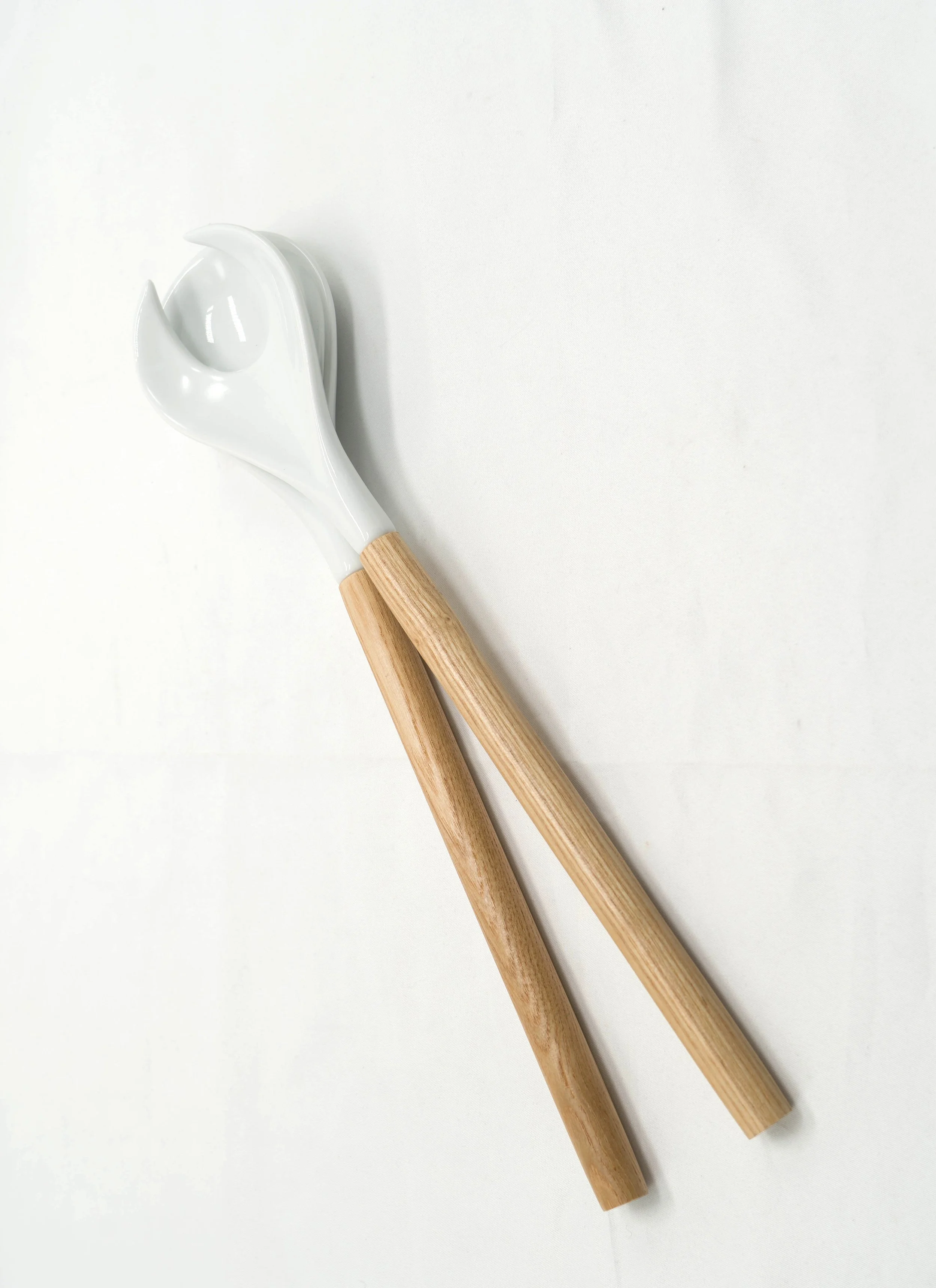 Wooden Ceramic Salad Servers