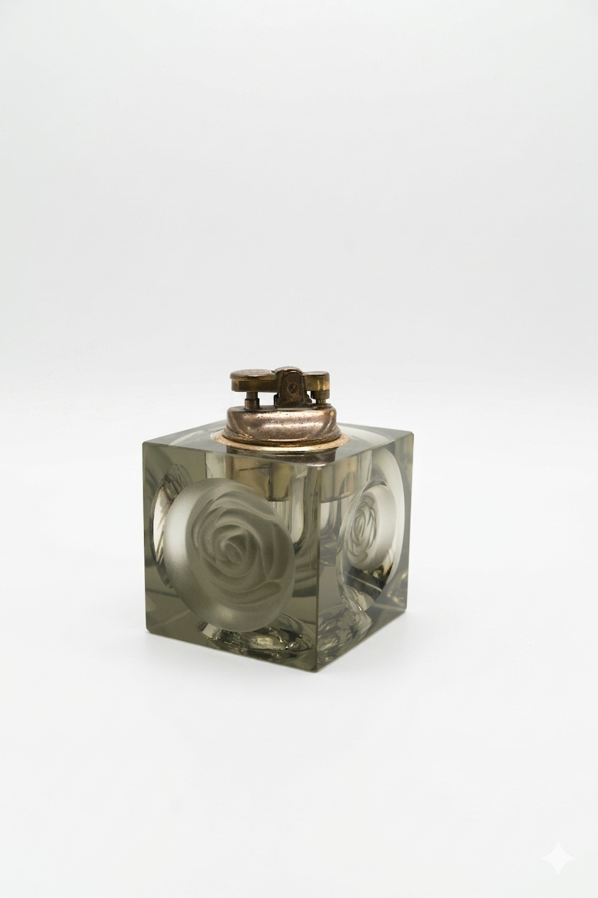 1970's Glass Cube Lighter - Grey