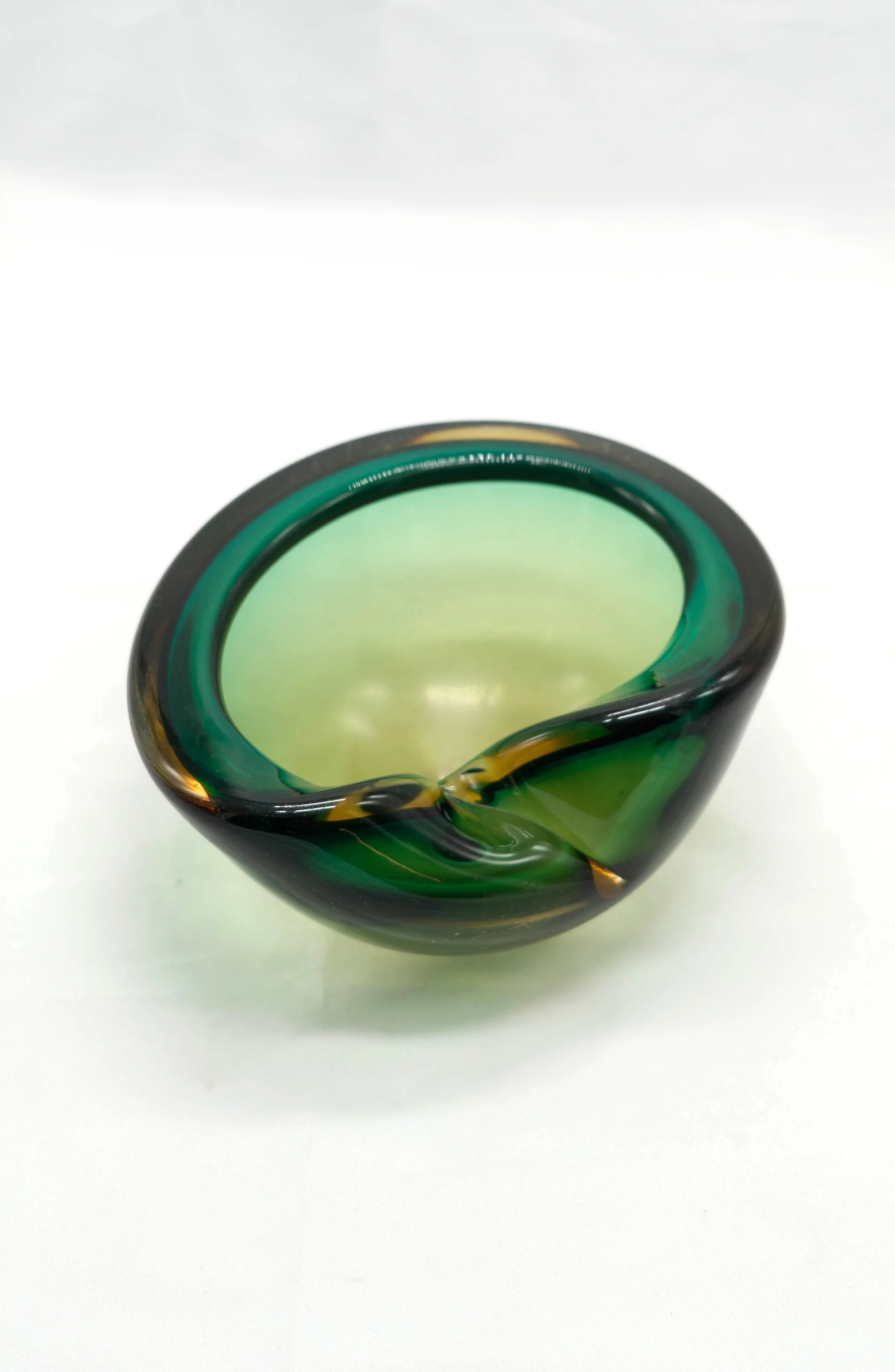 Green Art Glass Ashtray - Small