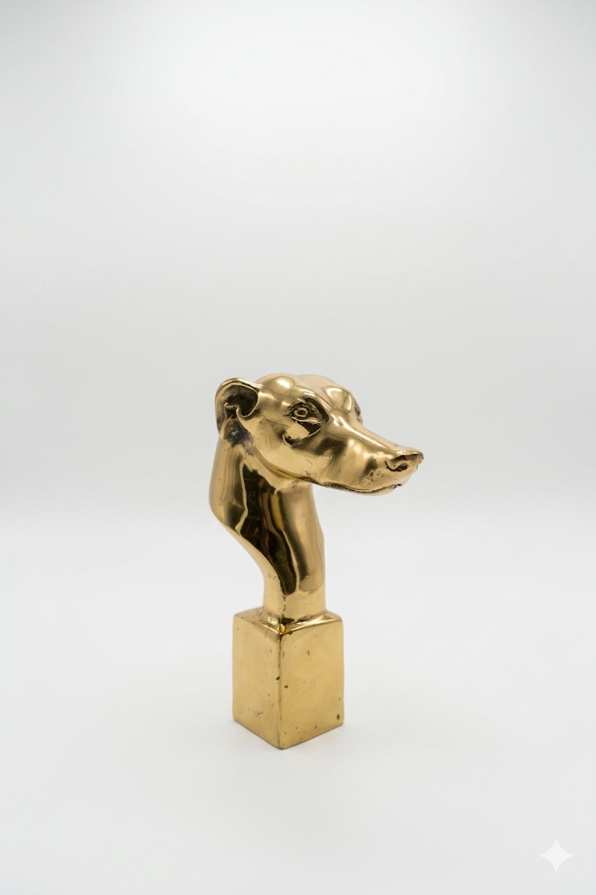 Brass Gold Dog Head Sculpture