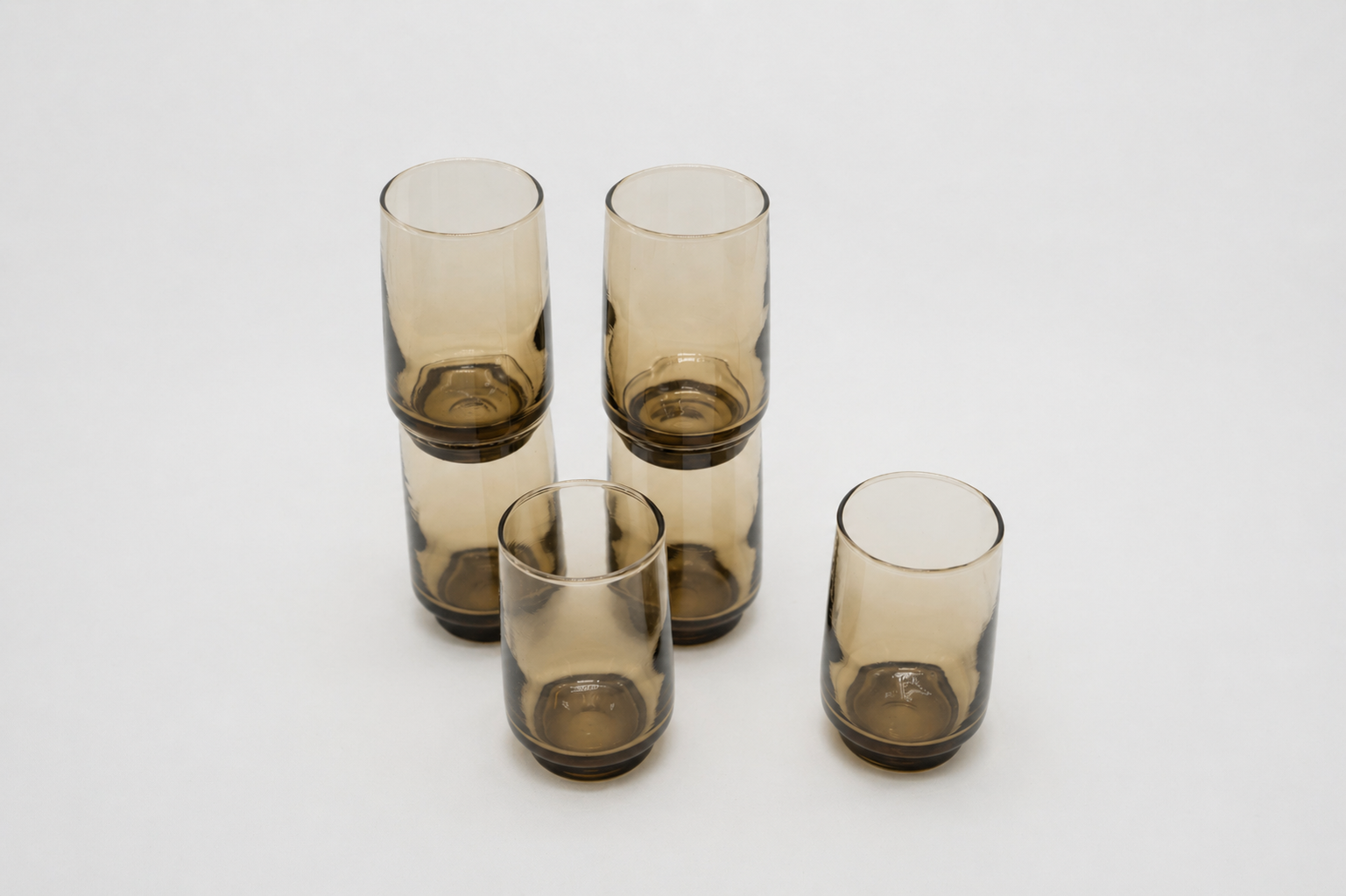 Smoked Brown Glass Set of Six