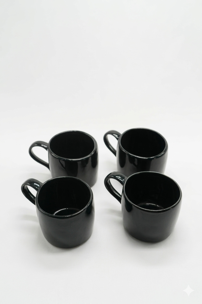 Handmade Black Ceramic Mugs