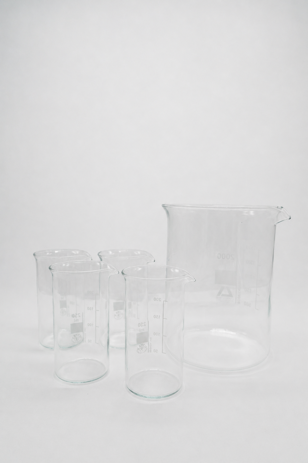 Set of Five Science Beakers